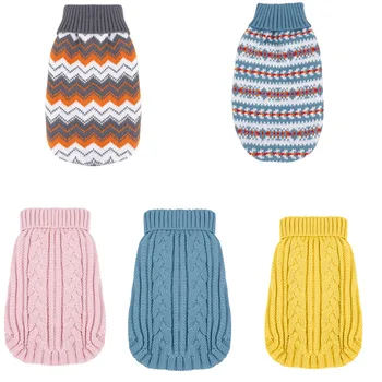 

Soft Patterned Dog Sweater Shirt Turtleneck Dogs Pullover Vest Sweatshirt Knitted Pet Sweaters Puppy Cat Clothes For Small Dogs