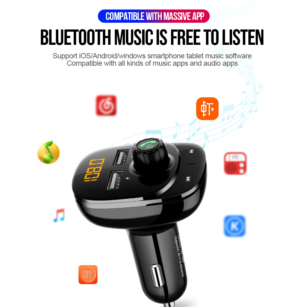 Умный Bluetooth fm-передатчик двойной USB 3.1A зарядное устройство Handsfree автомобильный Bluetooth универсальный черный Bluetooth автомобильный комплект