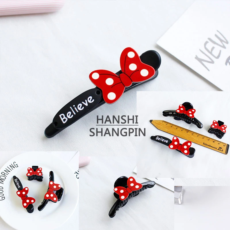 

Korean simple red bow clip clip duck beak clip Japan and South Korea hair ornaments bangs hair card Korean version of a word bob