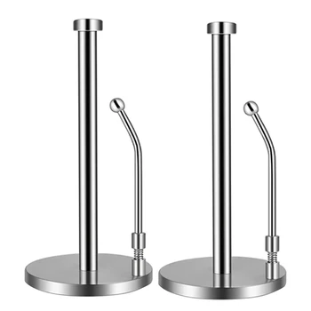 

2 Pcs Paper Towel Holder Stainless Steel Standing Tissue Holder Punch-Free Paper Towel Holder