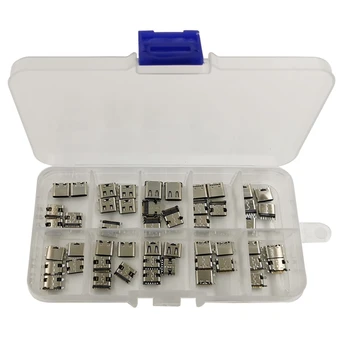 

50 Pcs/Box 10 Models Micro-USB Connector Socket Set for Samsung Phone MP3/4/5