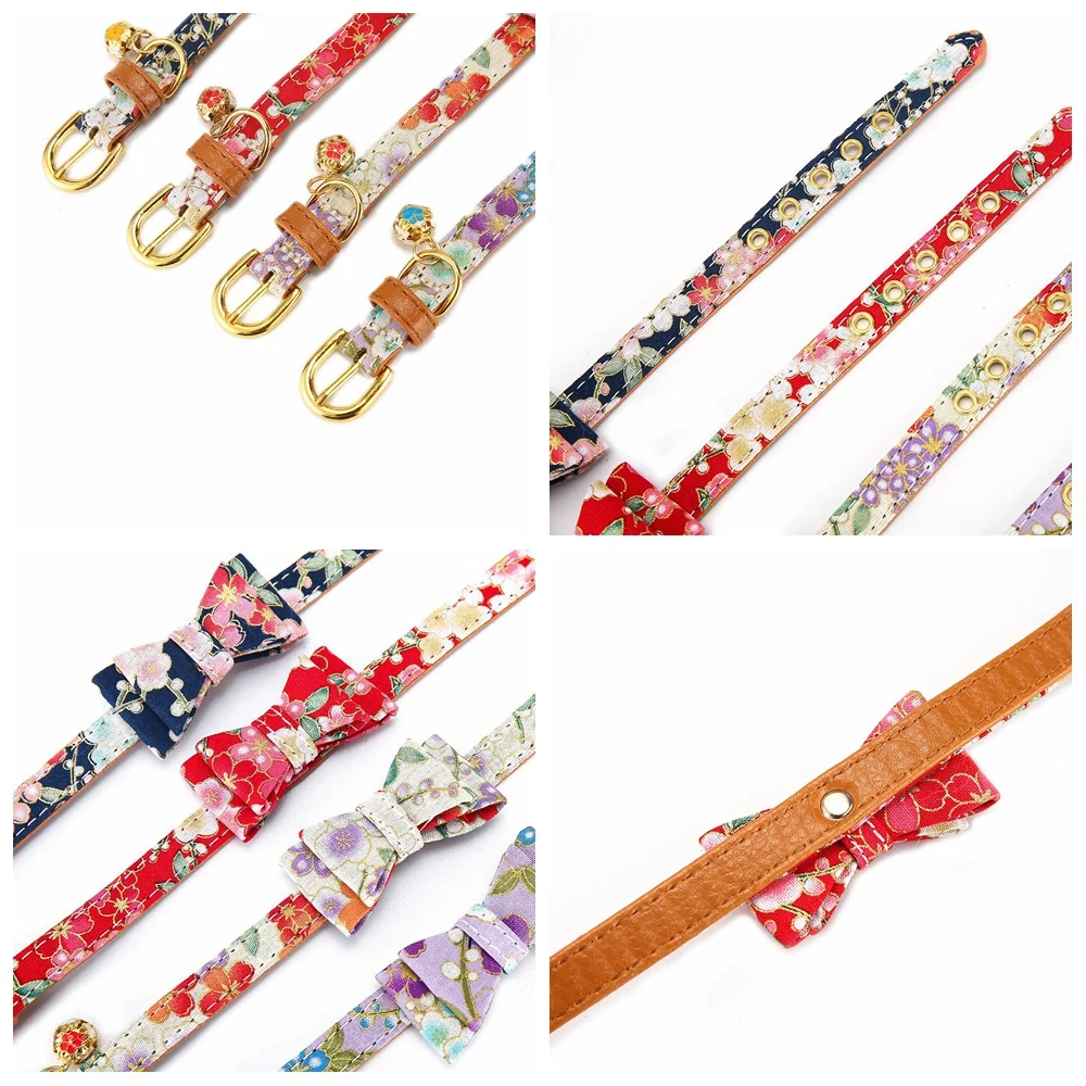 Cat Collar With Bell Dog Collar For Cats Solid Braid Kittens Pet Cat Collars Shiny Adjustable Collars For Cats Pet Lead Supplies (7)