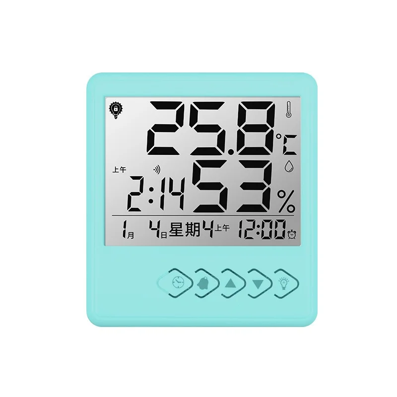Лидер продаж fj3373 Тип Метеостанция цифровой термометр беспроводной датчик гигрометра погоды Температура Часы настенные настольные часы будильник - Цвет: Green