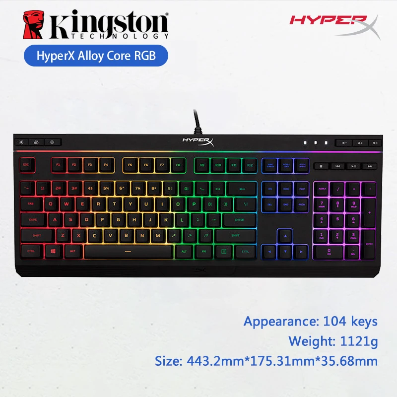 HyperX Бесшумная игровая клавиатура с сердечником из металлического сплава RGB