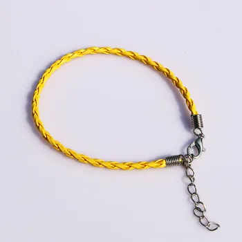 

Lemon Yellow Color Braided Bracelet Leather Braided Bracelet Cord 100pcs/lot Jewelry Findings with Lobster Clasp Jewelry Charms