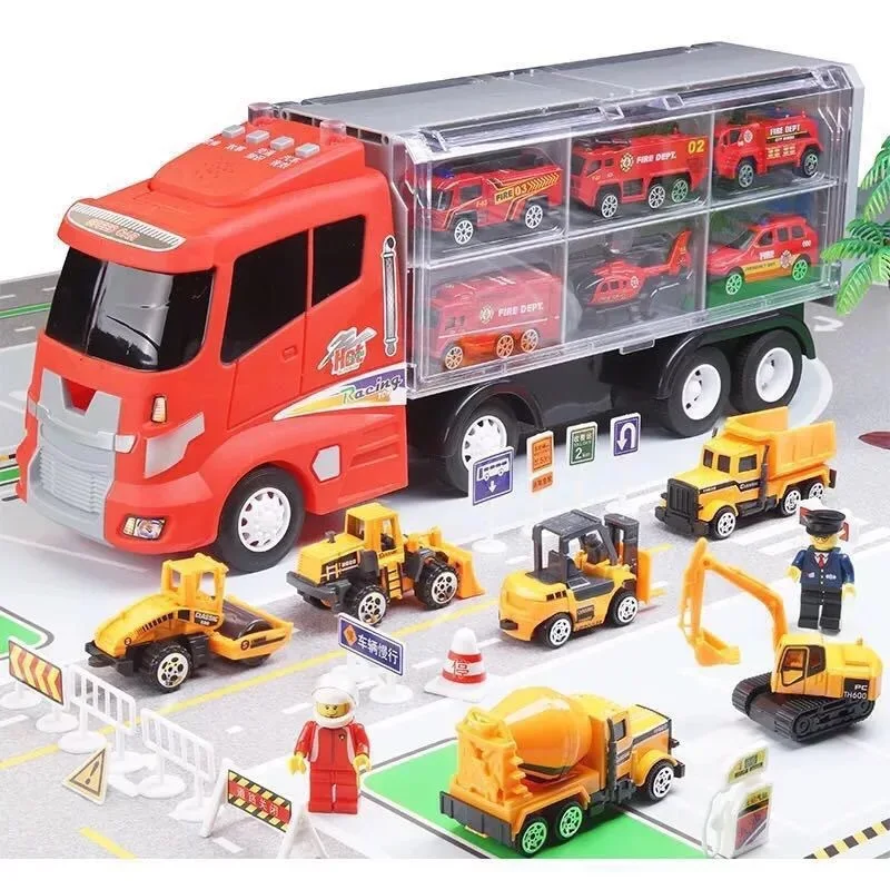 

Model Military Firefighting Engineering Series Alloy Car Model Set Van Storage Cabinets Educational Early Childhood Gift