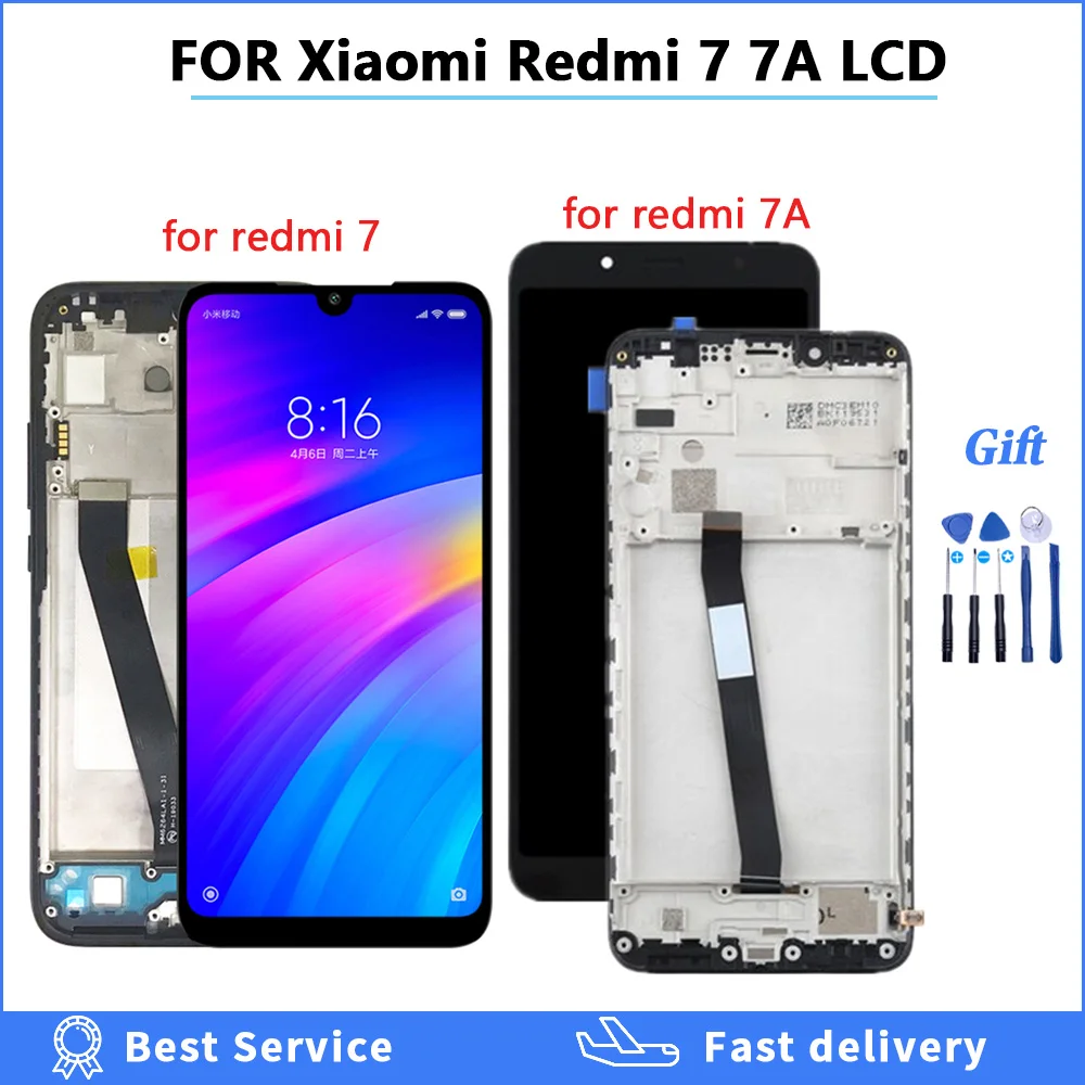 ЖК дисплей с рамкой для Xiaomi Redmi 7A сенсорный дигитайзер в сборе 7 запасные части +