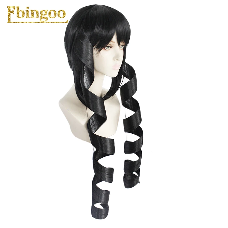 Ebingoo Danganronpa Celestia Ludenberg, парик для косплея, черные Спиральные Локоны, Длинные Синтетические волосы+ парик, шапка