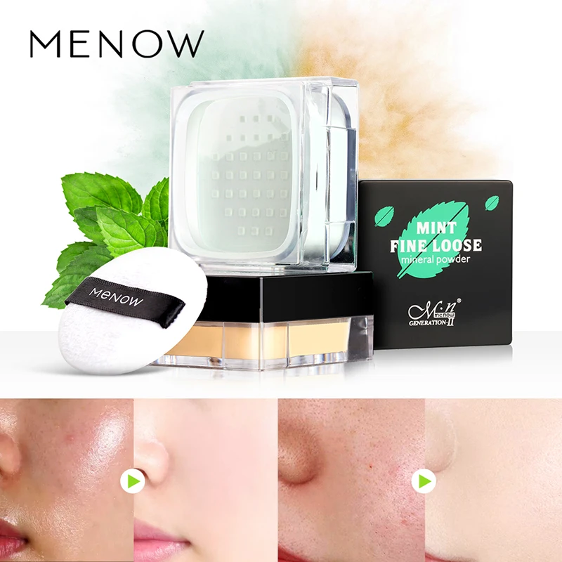 

Menow Face Mint Powder Matte Setting Loose Powder Refreshing Oil Control Lasting Concealer Mineral Maquiagem 11g