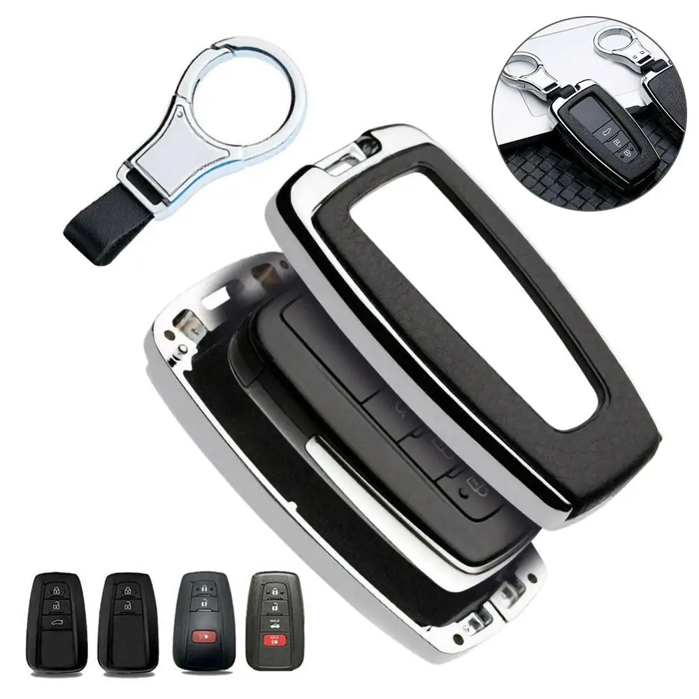 

Hard Car Key Cover Case for Toyota Camry CHR RAV4 Leatherette Car Key Case Cover W/ Keychain Accessories Key Fob Chain Case