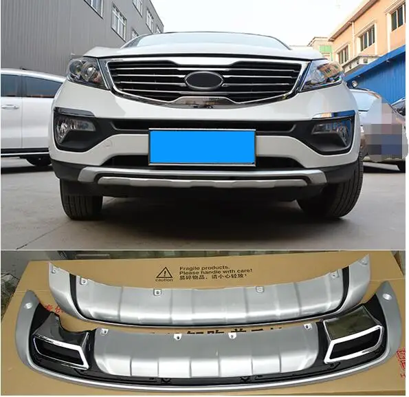 Подходит для KIA Sportager 2011- Высокое качество пластик ABS хром передняя+ задняя крышка бампера отделка автомобиля-Стайлинг