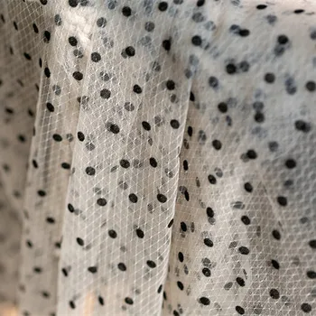 

Light pink flocking polka dot net yarn wedding fabric lace mesh fabric transparent soft yarn thin handmade background cloth