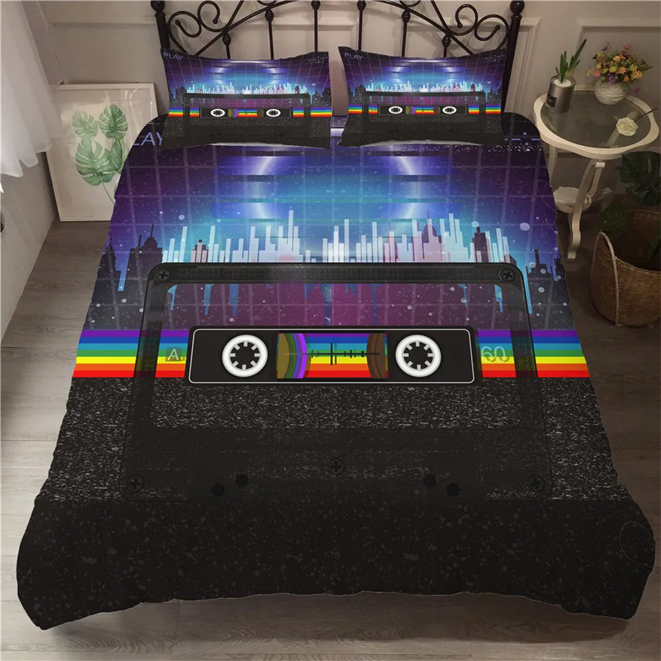 3D Duvet Cover King Size With Music Printed Black Quilt Cover With Pillowcase Bed Room Linen Single Double Custom Bedding Set