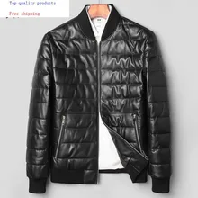 Мужская кожаная куртка, зимняя куртка из овчины, мужская куртка из натуральной кожи, теплые пуховики veste cuir homme 71C1709 YY288