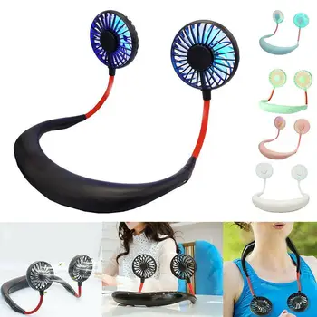 

Cool Summer Mini Neck Fan USB Portable Fan Neckband Rechargeable Battery Small Desk Fans Handheld Air Cooler Hanging Sport Fan