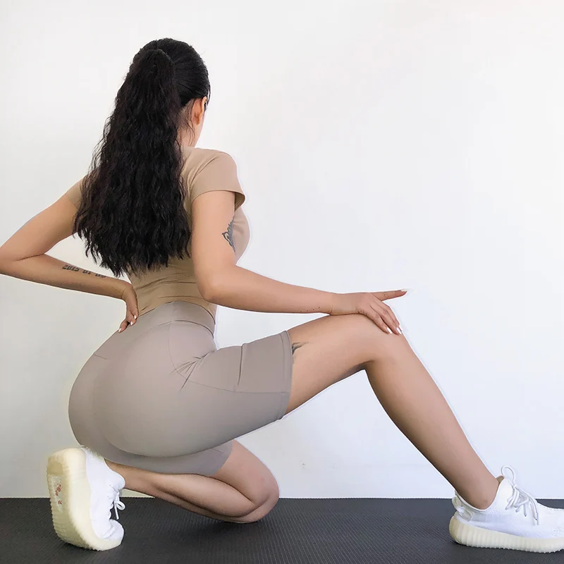 Шорты для фитнеса и бега Mermaid Curve Женские однотонные спортивные шорты с высокой