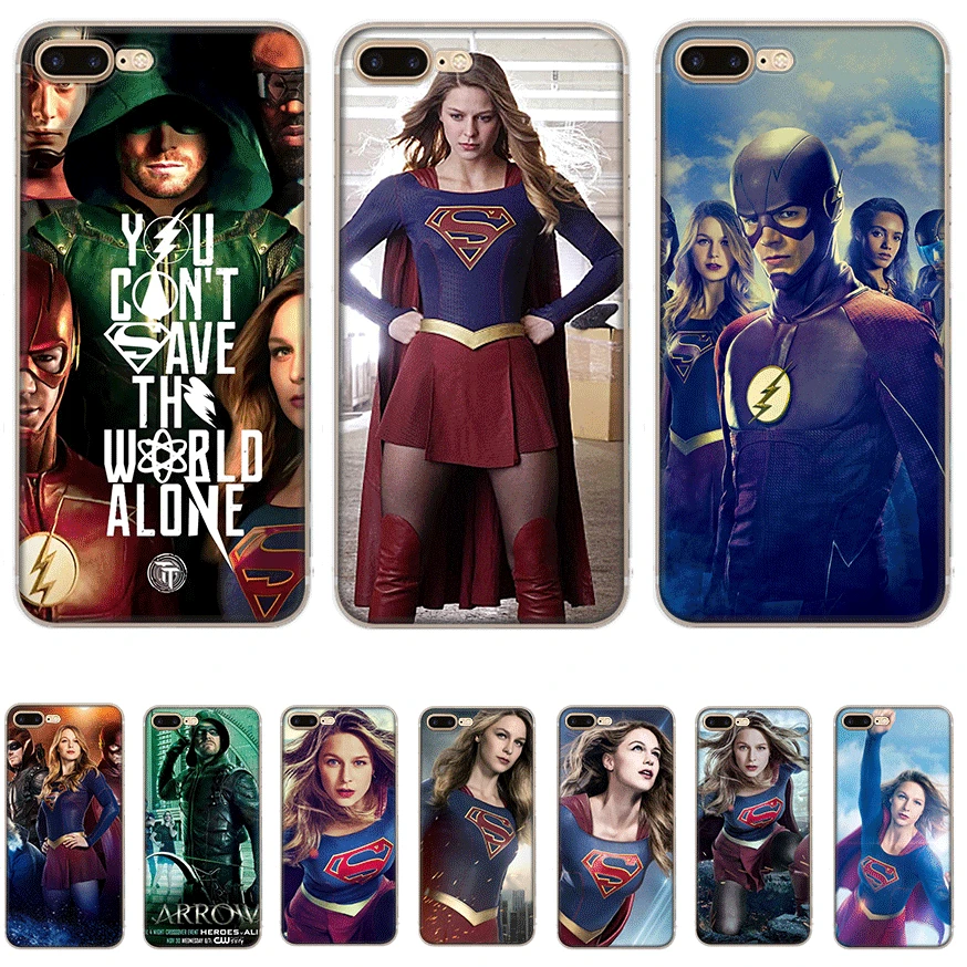 

Mobile Phone Case For Iphone X XS Max XR 6 6S 7 8 Plus 5 5S SE Hard Cover The Flash Supergirl Green Arrow Shell