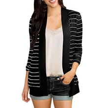 Модная Осенняя верхняя одежда для женщин с длинным рукавом в полоску с принтом кимоно кардиган длинный тип Повседневный локоть вязаный свитер FA