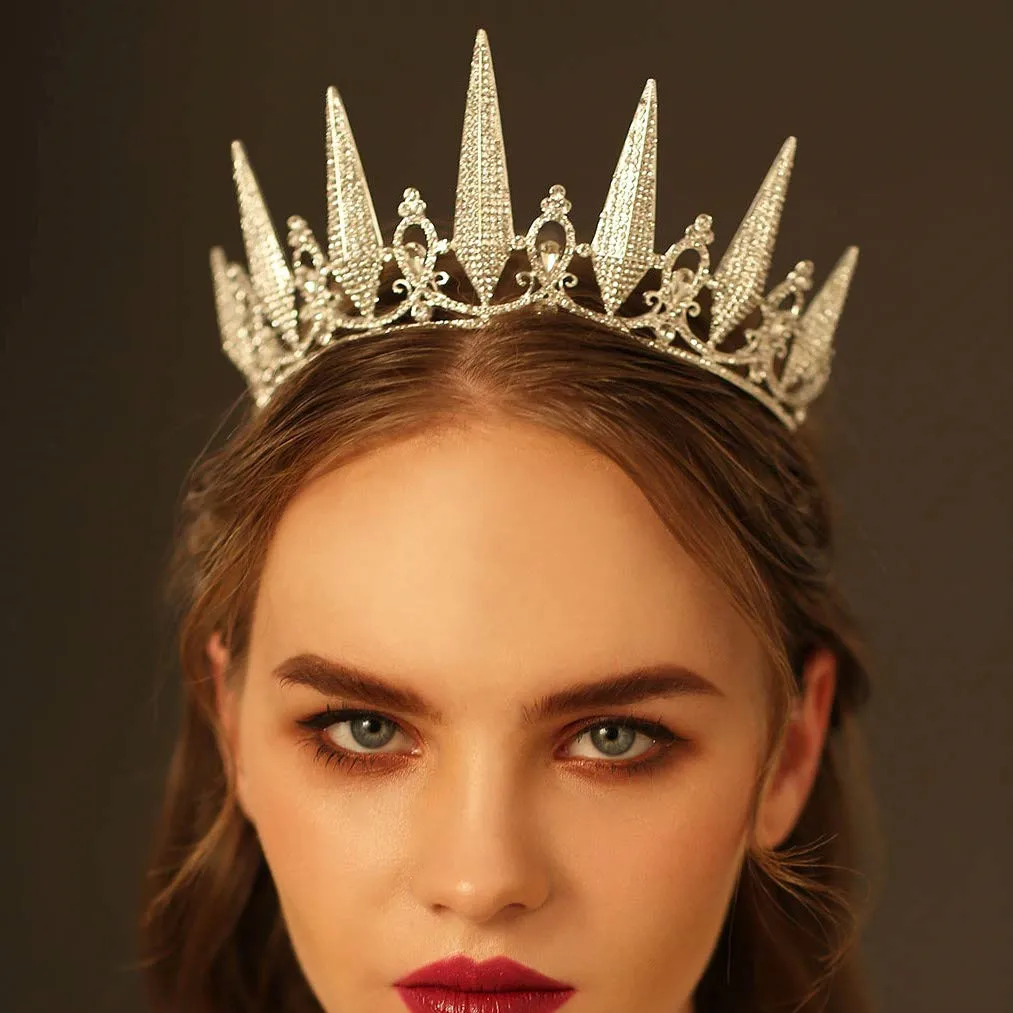 FORSEVEN Women Bride Noiva Wedding Party Hair Jewelry Baroque Style Black Crystal Tiaras and Crowns Headpieces Headbands