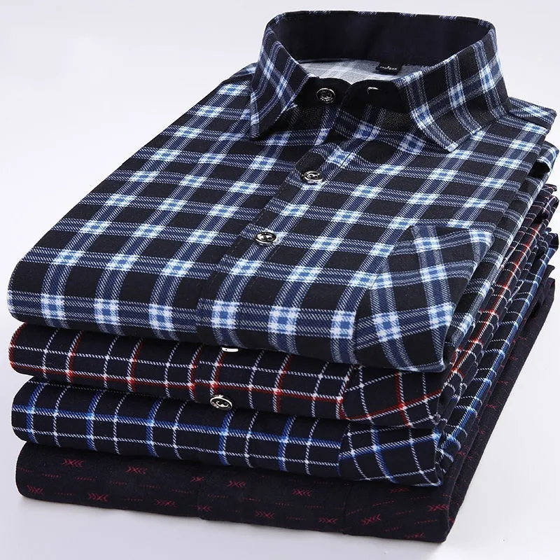 2020 de algodón a cuadros de Oxford de los hombres Camisas casual de manga larga Formal negocio inteligente camisa informal Social botón abajo vestido camisas
