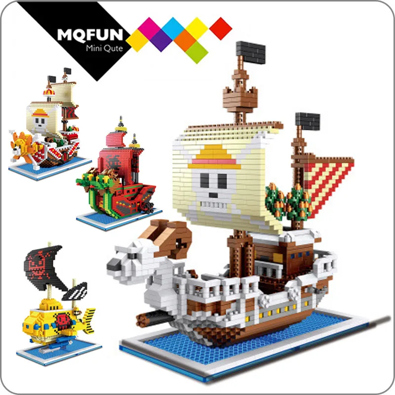 

ZMS Anime Cartoon One piece Pirates Ship Movie Cartoon Diamond Building Blocks Action Figure DIY Model Brick Education Toys