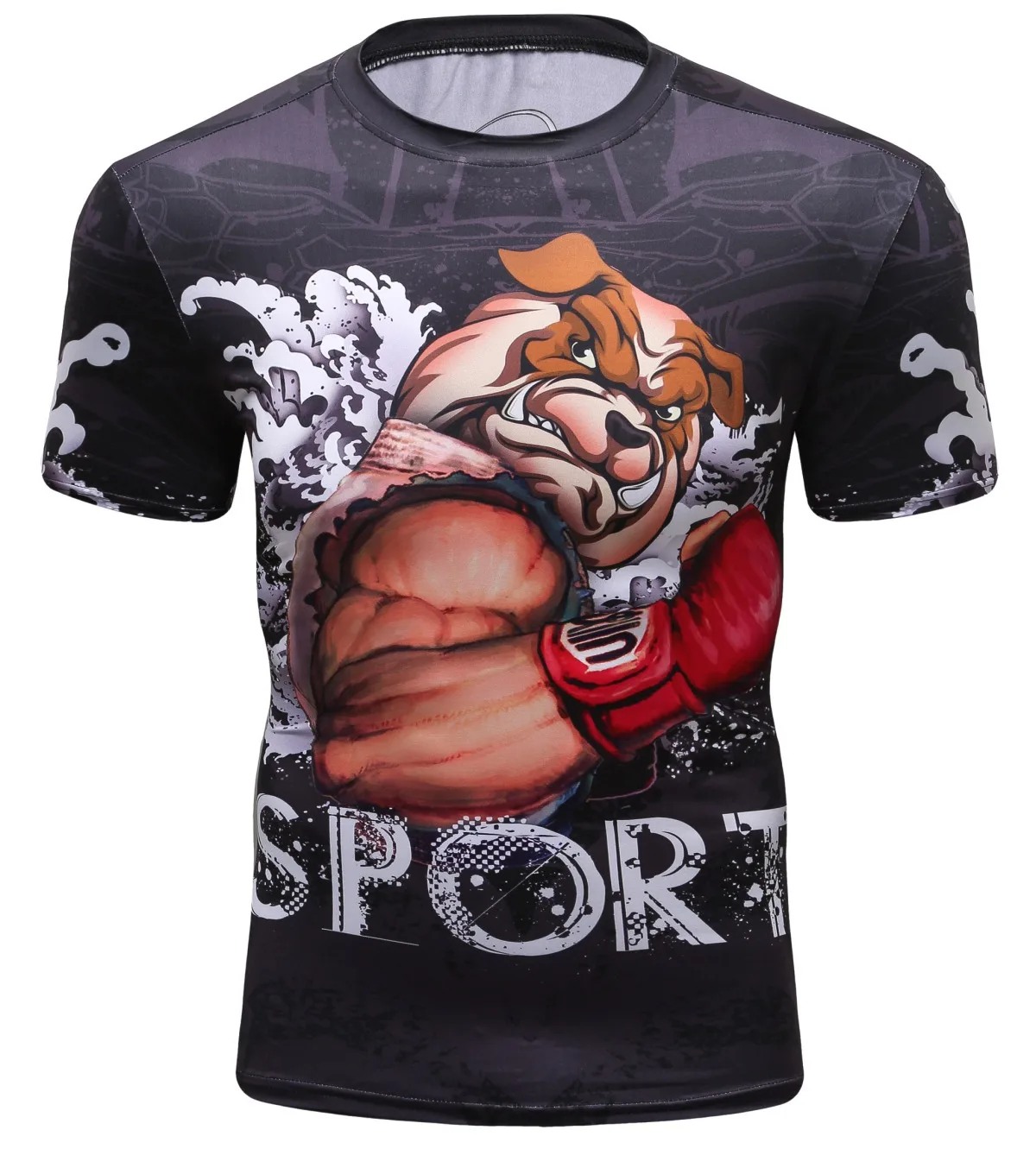 Men's Compression Animal Pattern Sports Fitness Elastic T-Shirt Quick-Drying Running Fitting T-shirt O neck