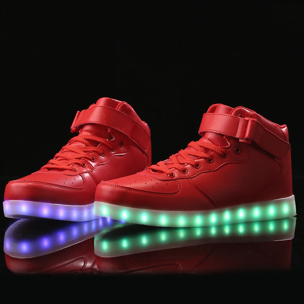 High Top Growing Led Shoes with Sharger Batteries Luminous Sneakers for Women Male | Обувь