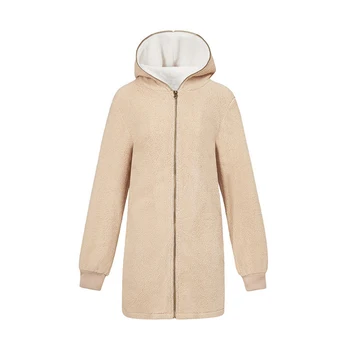 

Women Coat Zipper Solid Color Hooded Pocket Long Sleeve Casual Winter Warm Female Loose Tops