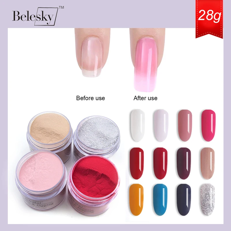 Special Price for  BELESKY acrylic dipping color powder 28g or 10g 3D nail carving and extension builder polymer acryl