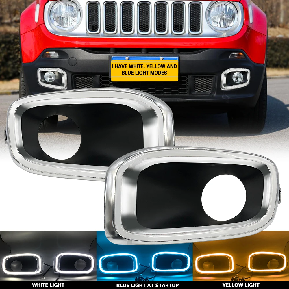 

LED DRL Headlight cover For Jeep Renegade 2015-2018 fog lights daytime running lights driving lights foglights cover