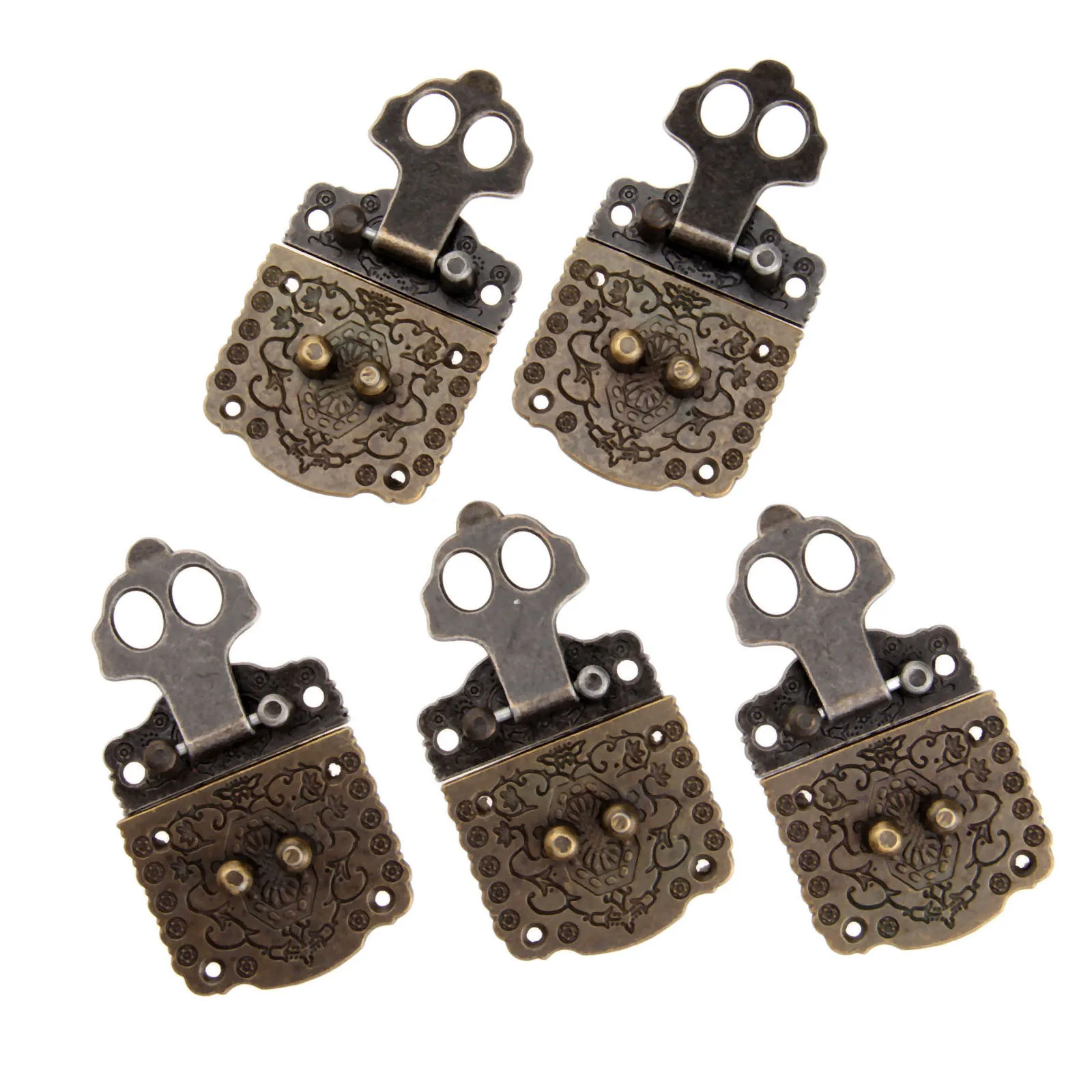 5pcs Box Latch Hasp 53x41mm 35 Screws Vintage Antique Bronze Iron Decorative Hook Wooden box