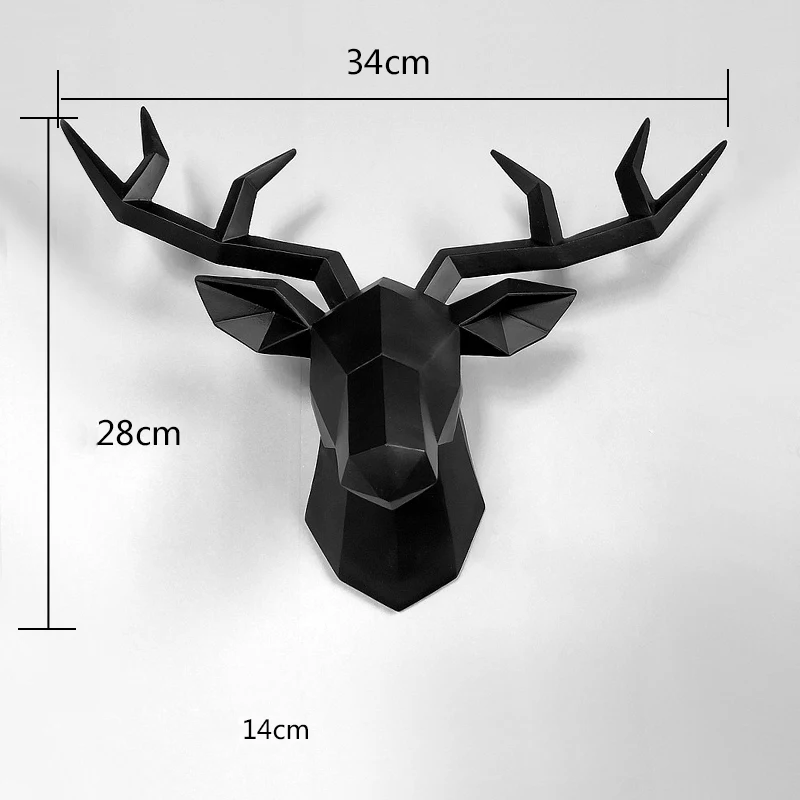 

Home Statue Decoration Accessories Vintage Antelope Head Abstract Sculpture Room Wall Decor Resin Deer Head Statues 34x28x14cm