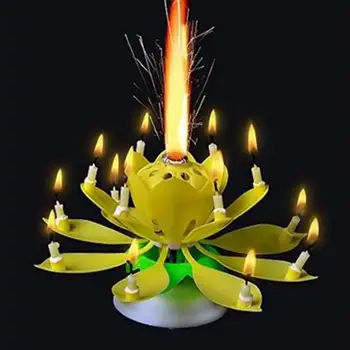 

LED ABS Lotus Flowers Candle Lamp Musical Candles Birthday Party Supply