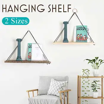 

Creative Green Plant Display Rack Swing Wall Storage Shelves Wood Hanging Jute Rope Shelf Organizer Rack Home Decor DIY S