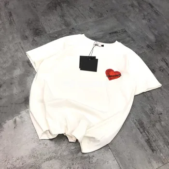 

60SS Designer Summer Cotton embroidery Love Print brooch T Shirts Women's Fashion Short Sleeve Tops Tees Female