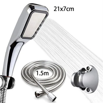 

300 Hole Water Saving Shower Head High Pressure Bathroom Chrome Square Bath Sprayer Hand Shower with Hose and Base CNIM Hot