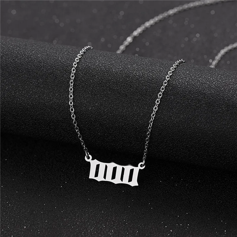 Stainless Steel Angel Number Necklace 111 222 333 444 555 666 777 888 999 For Women Men Lucky Number Chain Necklaces Jewelry