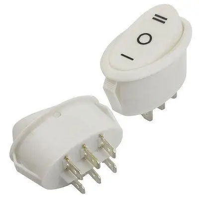 

2 Pcs 6 Pin DPDT On/Off/On Oval Rocker Switch AC 15A 125V/250V White
