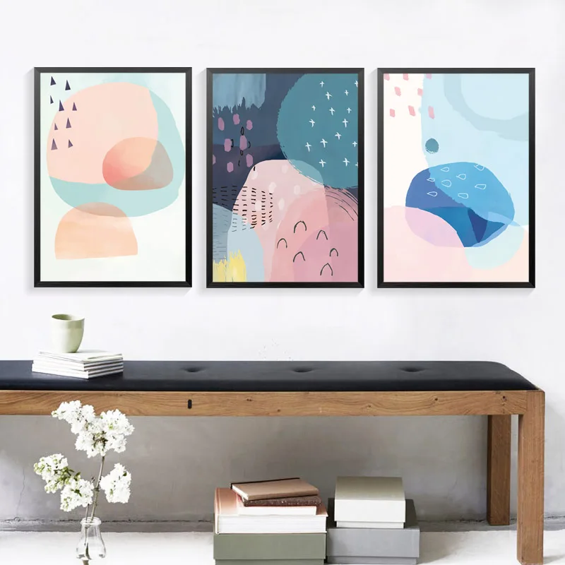 

Colorful Abstract Wall Art Poster Canvas Print Multicolor Geometry Picture For Home Decor Canvas Painting