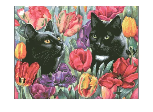 cat-amongst-the-tulips-cross-stitch-kits-top-quality-embroidery-needlework-sewing-14ct-unprinted-diy-handmade-art-decor