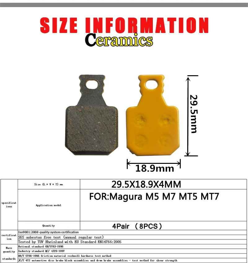 4 пары керамических дисковых тормозов для горного велосипеда колодки Magura M5 M7 MT5 MT7