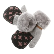 Новые детские перчатки, зимние вязаные шерстяные варежки, милые бархатные толстые перчатки с рисунком звезд, сохраняющие тепло для детей