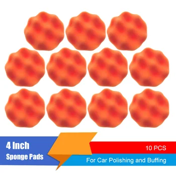 

10Pcs 4 Inch 100MM Buffing Sponge Pad Rubbing Scouring Pad Power Scrub Waxing Cleaning Polishing Pad for Car Bathroom Kitchen