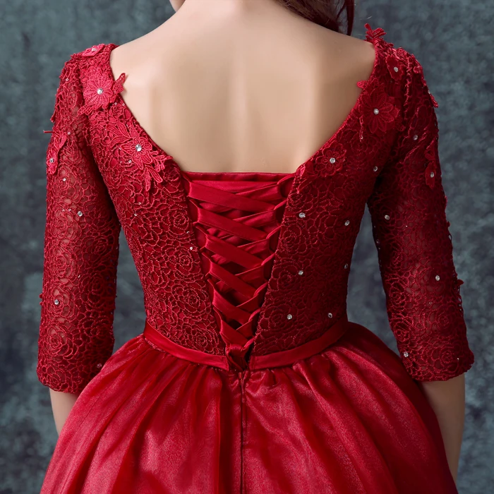 Vestido de festa Длинное Красное Кружевное длинное бальное платье с коротким рукавом для выпускного вечера из органзы с кристаллами, официальные платья для матери невесты