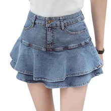 Denim Mini Skirt Woman 2020 New Summer Korean Style High Waist Slim Fit Ruffles A Line Mini Skirt Faldas Denim Mini Skirt Woman 2020 New Summer Korean Style High Waist Slim Fit Ruffles A Line Mini Skirt Faldas