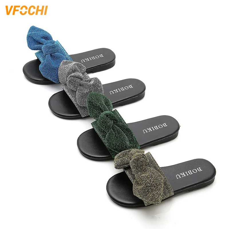 VFOCHI Girl Summer Slippers Bowknot Flats Fashion Shoes for Kids Teenager Girl Casual Slip-on Shoes Children Girl Slipper