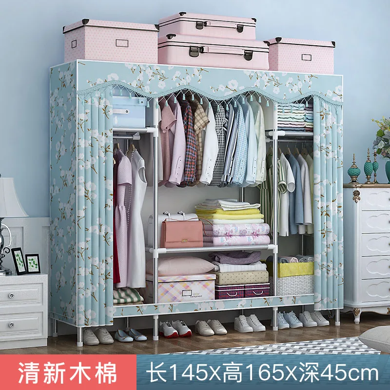 Steel Pipe Thickened Wardrobe Simple Cloth Wardrobe Rental Room Home All Steel Frame Cloth Cabinet Hanging Clothes Cabinet