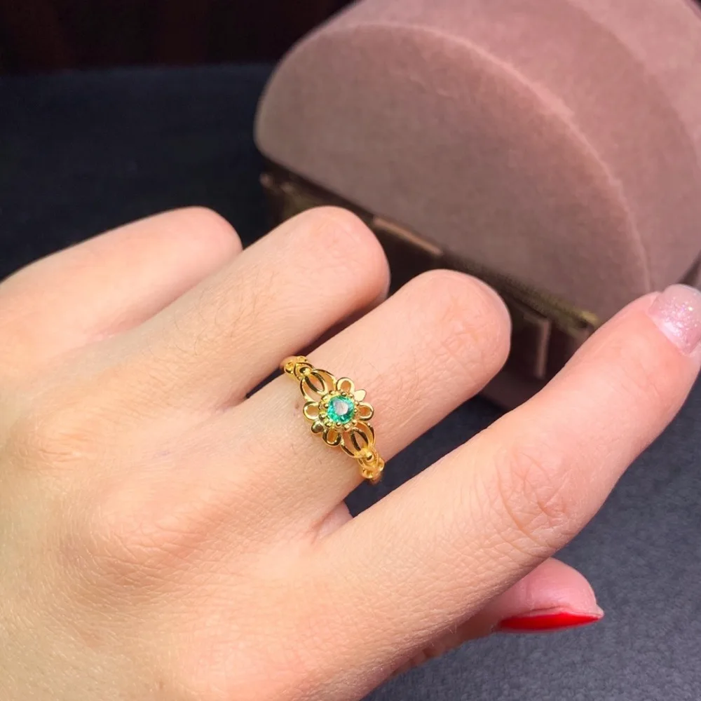 Shilovem 925 Серебряное кольцо с натуральным изумрудом ювелирные украшения для женщин Модный свадебный подарок на год открытое 3,5 мм dj3.53.5999agml