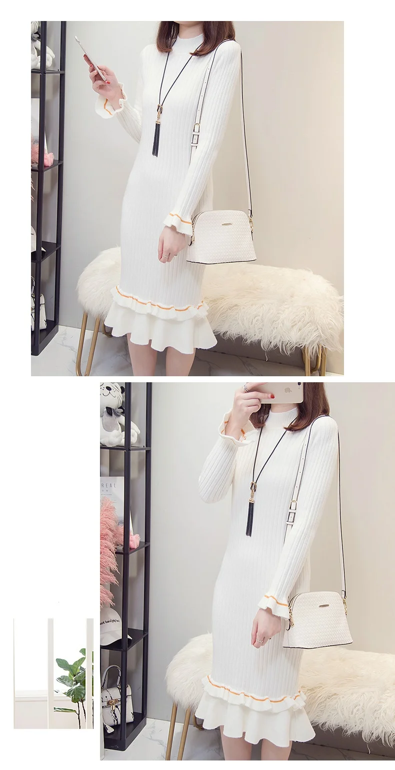 Maternity Dresses Autumn Winter New O-neck Fashion Elegant Pregnant Dresses For Women Pregnancy knitted sweater Dress