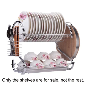 

Stainless Double layer Steel Dish Drainer Drying Rack Dish Rack Over Sink Bowl Shelf Organizer Nonslip Cutlery Holder